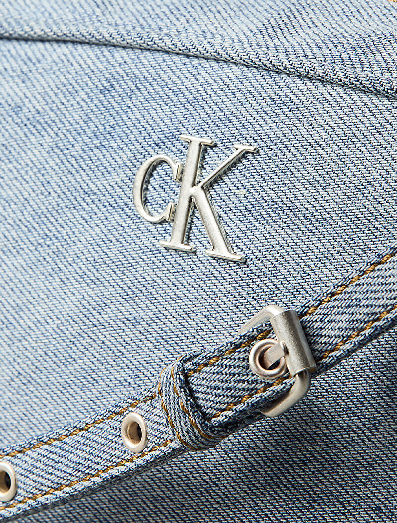Calvin Klein Mavi Renkli Kadın Denim Double Çapraz Çanta