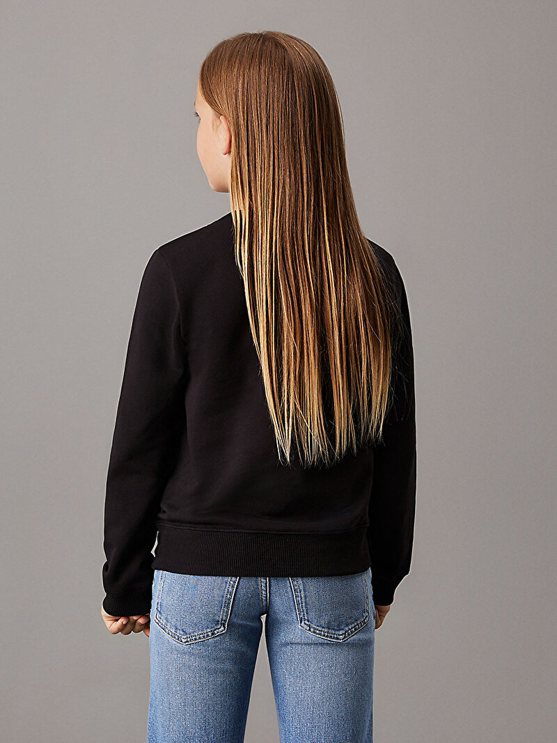 Calvin Klein Siyah Renkli Çocuk Unisex CK Mogoram Terry Sweatshirt