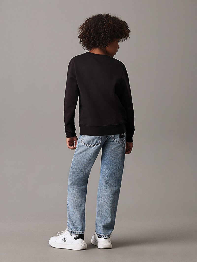 Calvin Klein Siyah Renkli Çocuk Unisex CK Mogoram Terry Sweatshirt