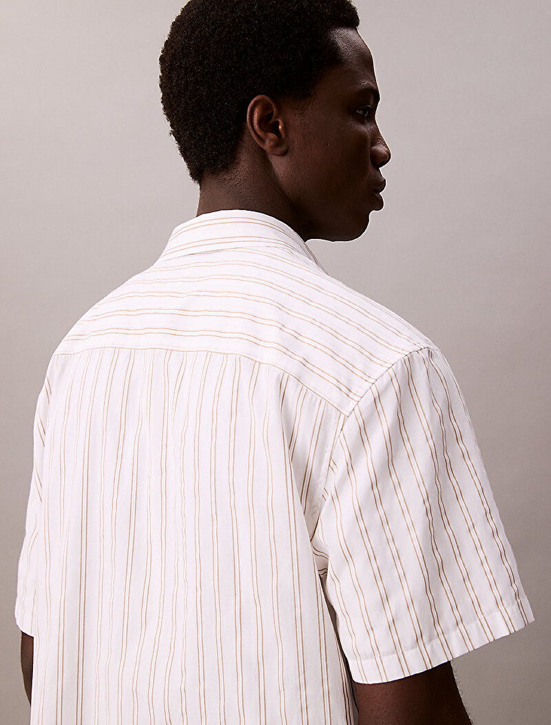 Calvin Klein Beyaz Renkli Erkek Supima Chest T-shirt