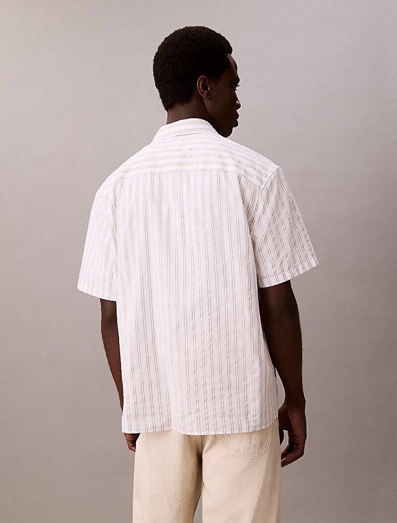 Calvin Klein Beyaz Renkli Erkek Supima Chest T-shirt