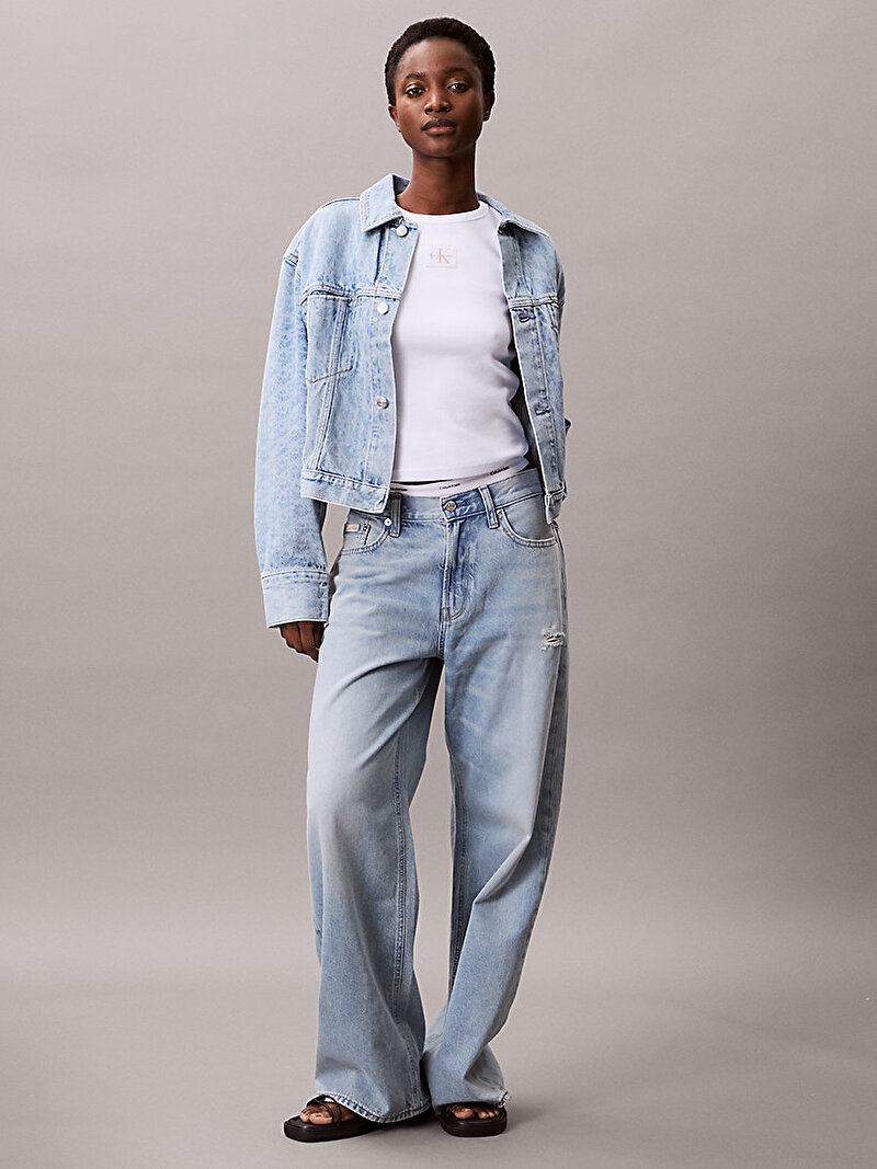 Calvin Klein Mavi Renkli Kadın Cinched Trucker Denim Ceket