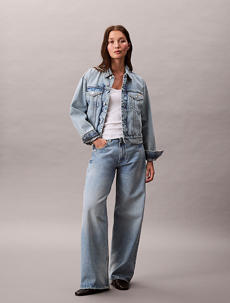 Calvin Klein Mavi Renkli Kadın 90s Trucker Lafayette Denim Ceket