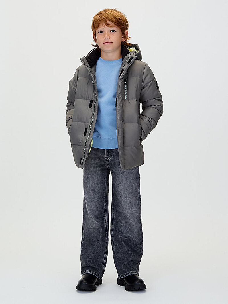 Calvin Klein Gri Renkli Erkek Çocuk Essential Puffer Mont