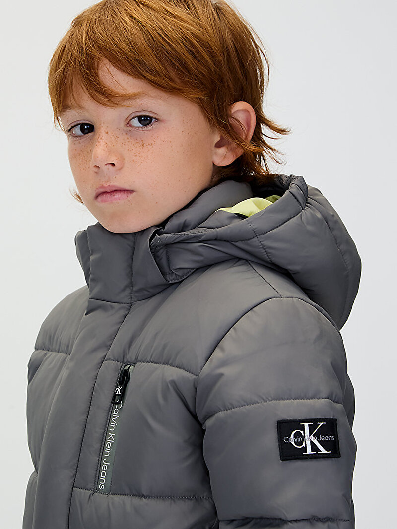 Calvin Klein Gri Renkli Erkek Çocuk Essential Puffer Mont