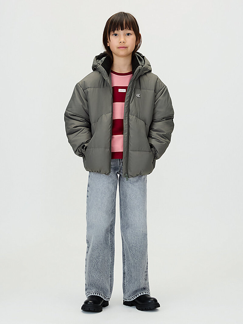 Calvin Klein Gri Renkli Kız Çocuk CK Short Puffer Mont