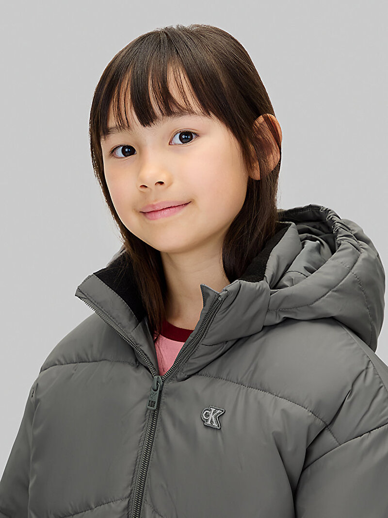 Calvin Klein Gri Renkli Kız Çocuk CK Short Puffer Mont