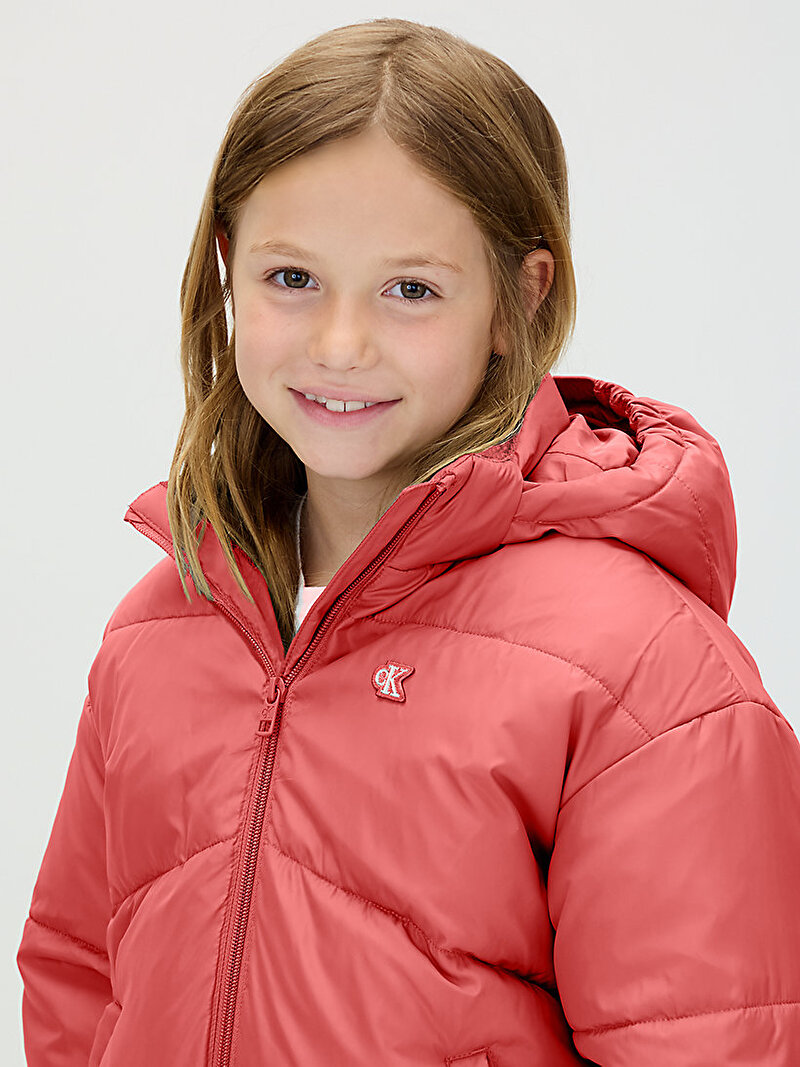 Calvin Klein Pembe Renkli Kız Çocuk CK Short Puffer Mont