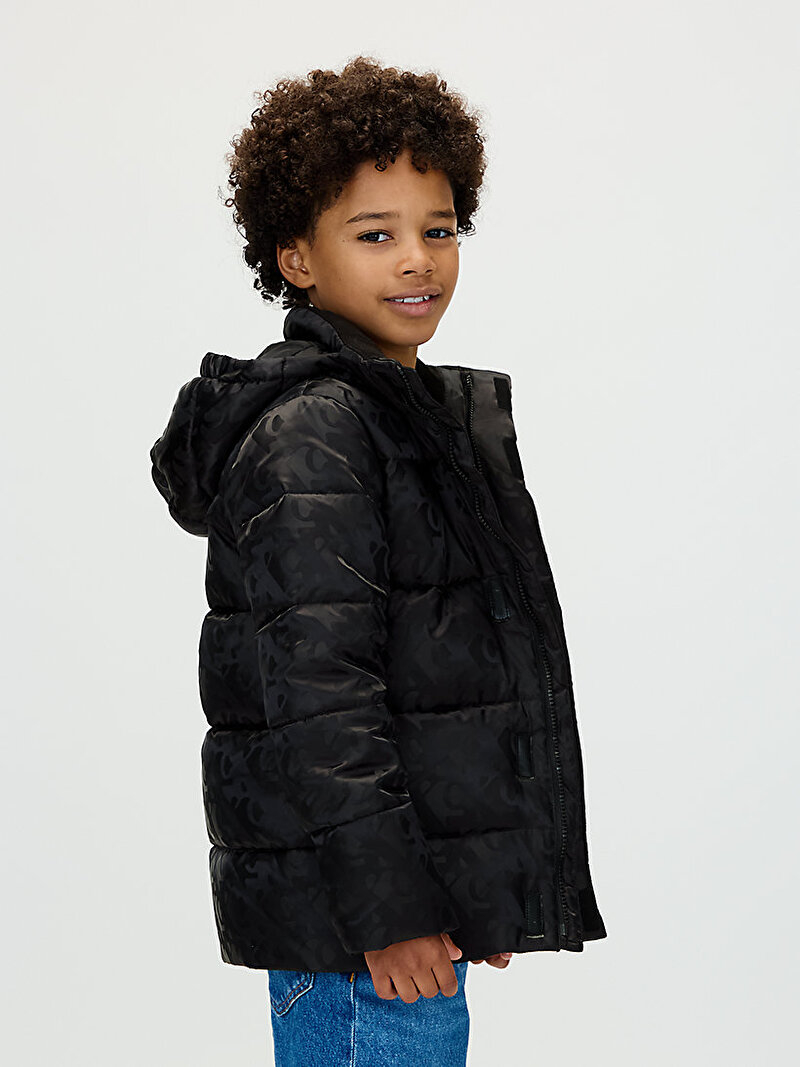 Calvin Klein Siyah Renkli Erkek Çocuk CK Loogo Puffer Mont