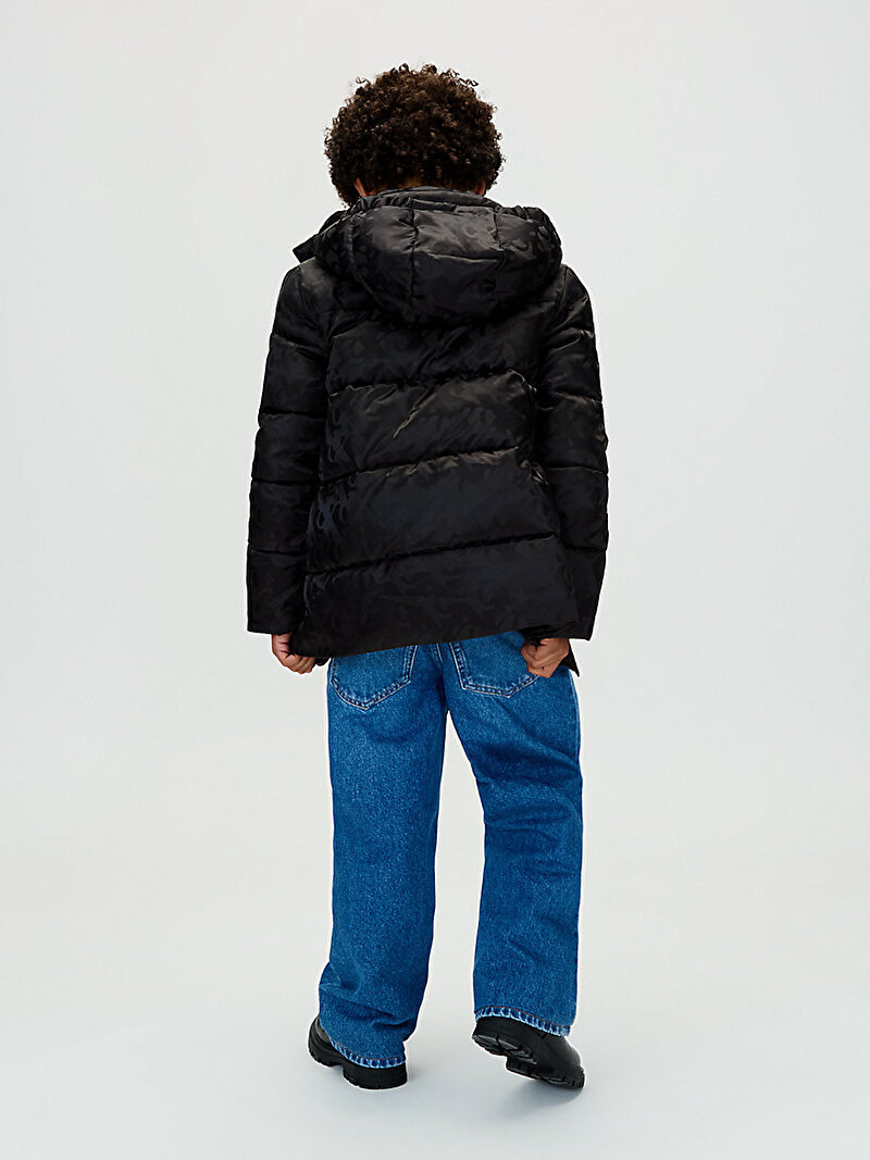 Calvin Klein Siyah Renkli Erkek Çocuk CK Loogo Puffer Mont