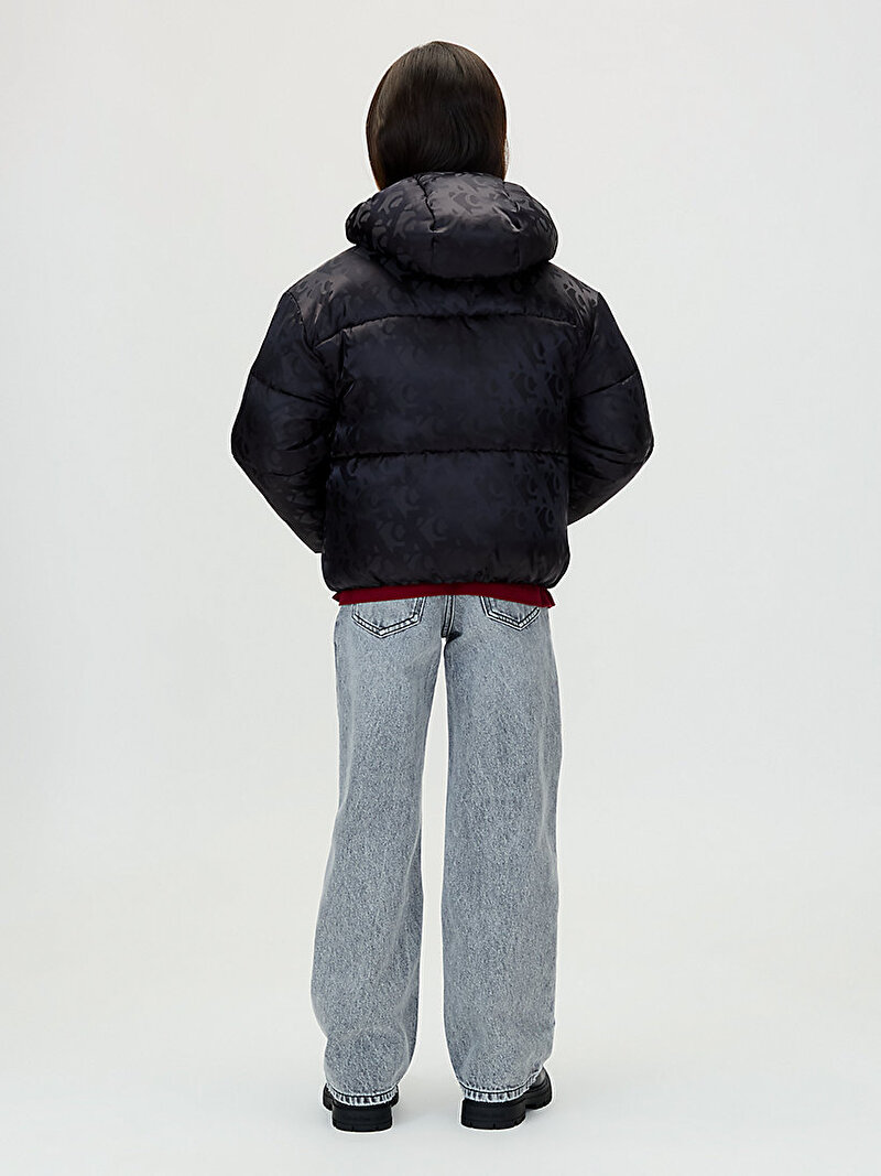 Calvin Klein Siyah Renkli Kız Çocuk CK Logo Puffer Mont