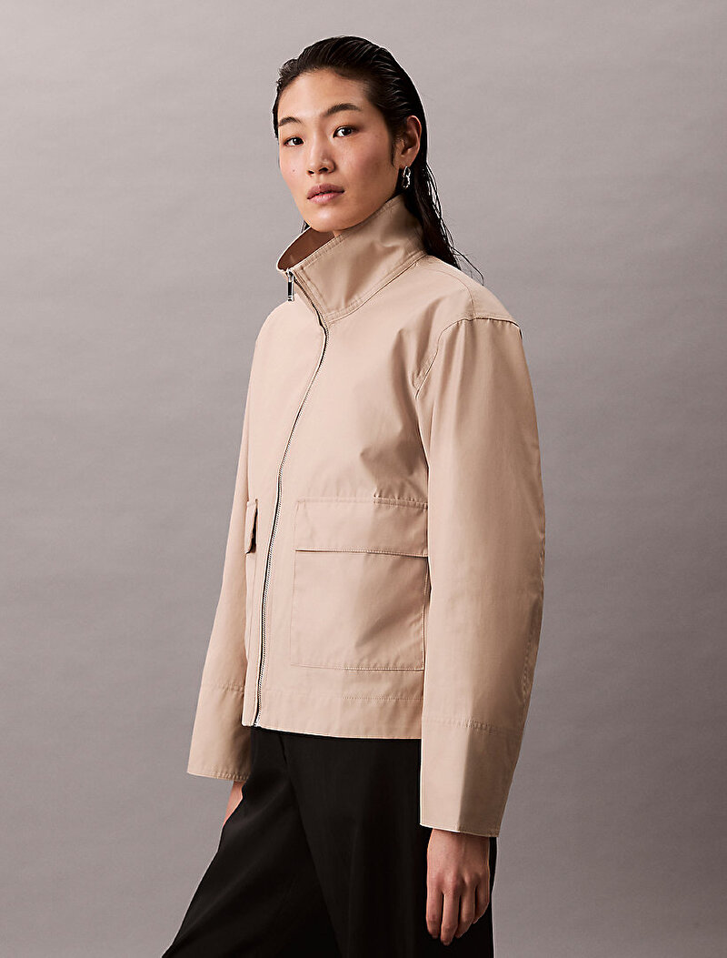 Calvin Klein Bej Renkli Kadın Cotton Kısa Ceket