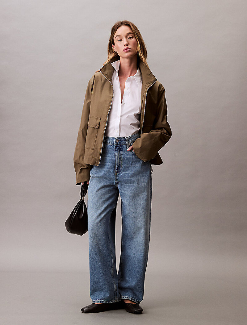 Calvin Klein Bej Renkli Kadın Cotton Kısa Ceket