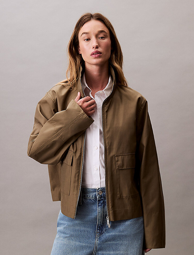 Calvin Klein Bej Renkli Kadın Cotton Kısa Ceket