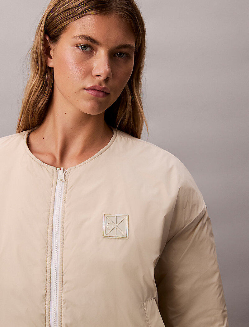Calvin Klein Beyaz Renkli Kadın Logo Quilted Ceket