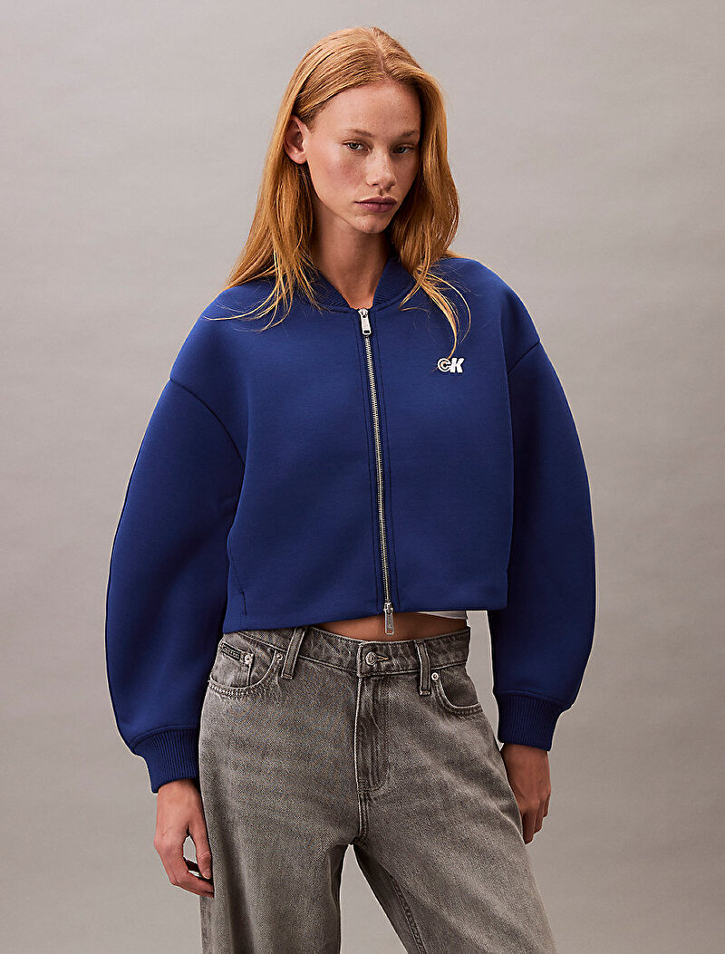 Calvin Klein Mavi Renkli Kadın A- Oversized Scuba Ceket