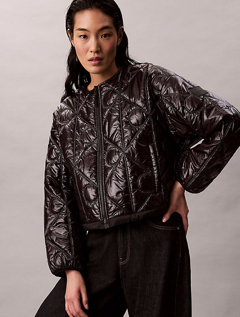 Calvin Klein Siyah Renkli Kadın Logo Quilted Ceket