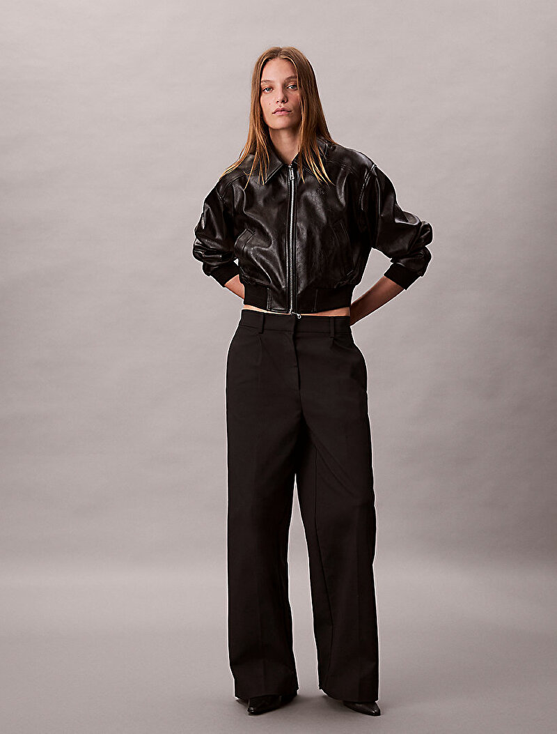 Calvin Klein Siyah Renkli Kadın A-Cropped Crinkle Ceket