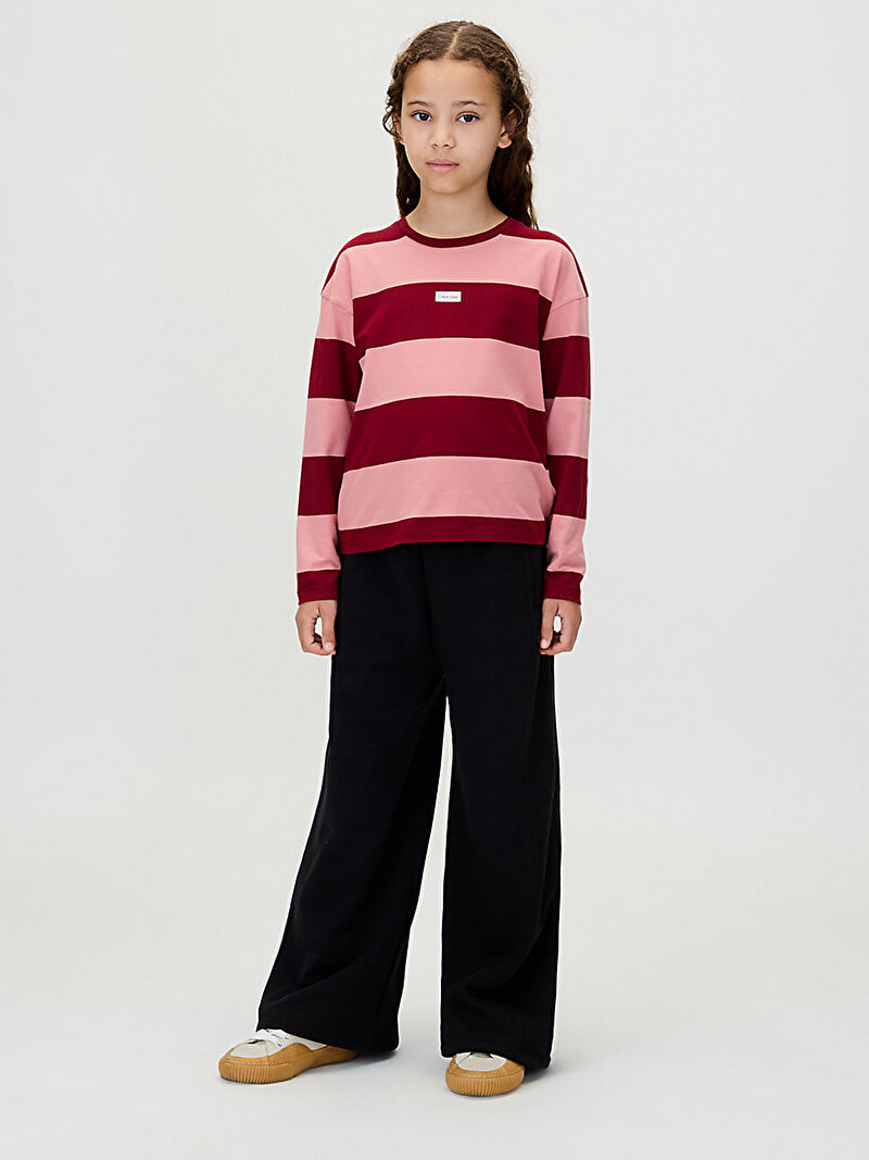 Calvin Klein Siyah Renkli Kız Çocuk Wide Leg Pintuck Eşofman Altı