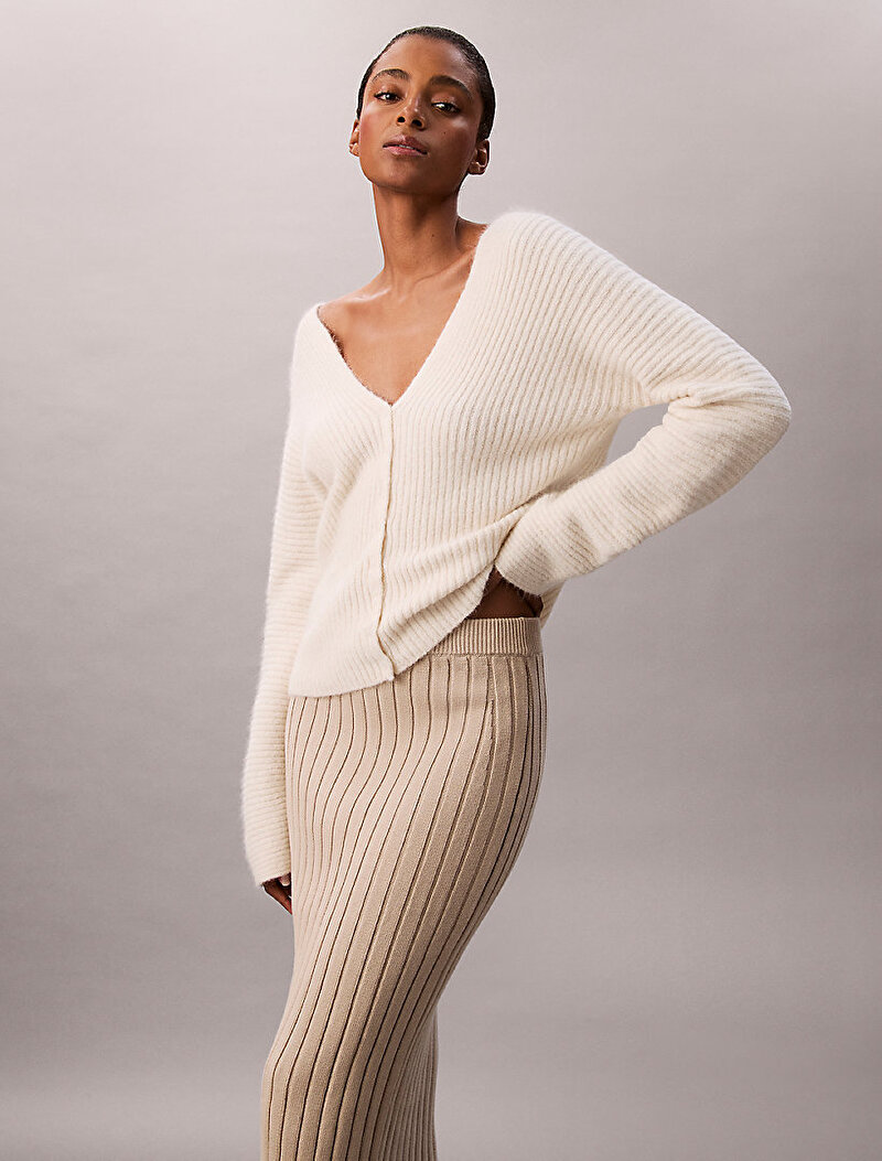 Calvin Klein Bej Renkli Kadın Sweater Etek