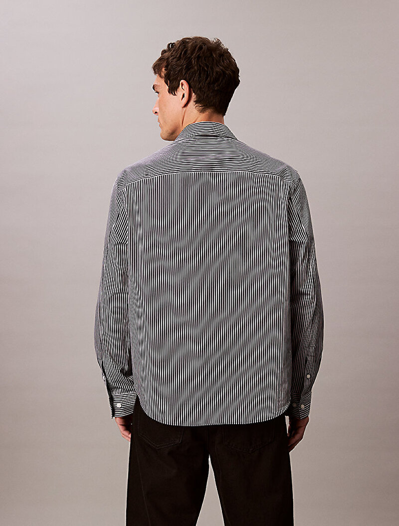 Calvin Klein Lacivert Renkli Erkek Cotton Satin Gömlek