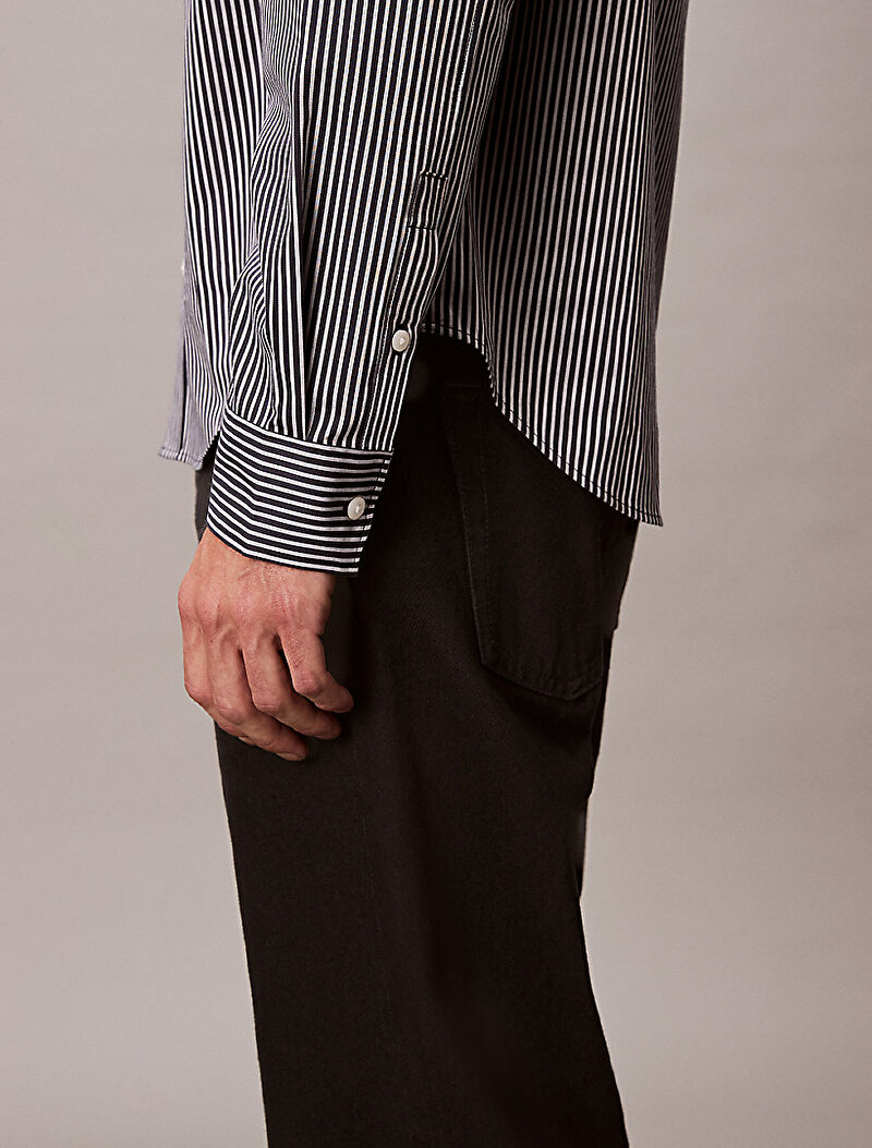 Calvin Klein Lacivert Renkli Erkek Cotton Satin Gömlek