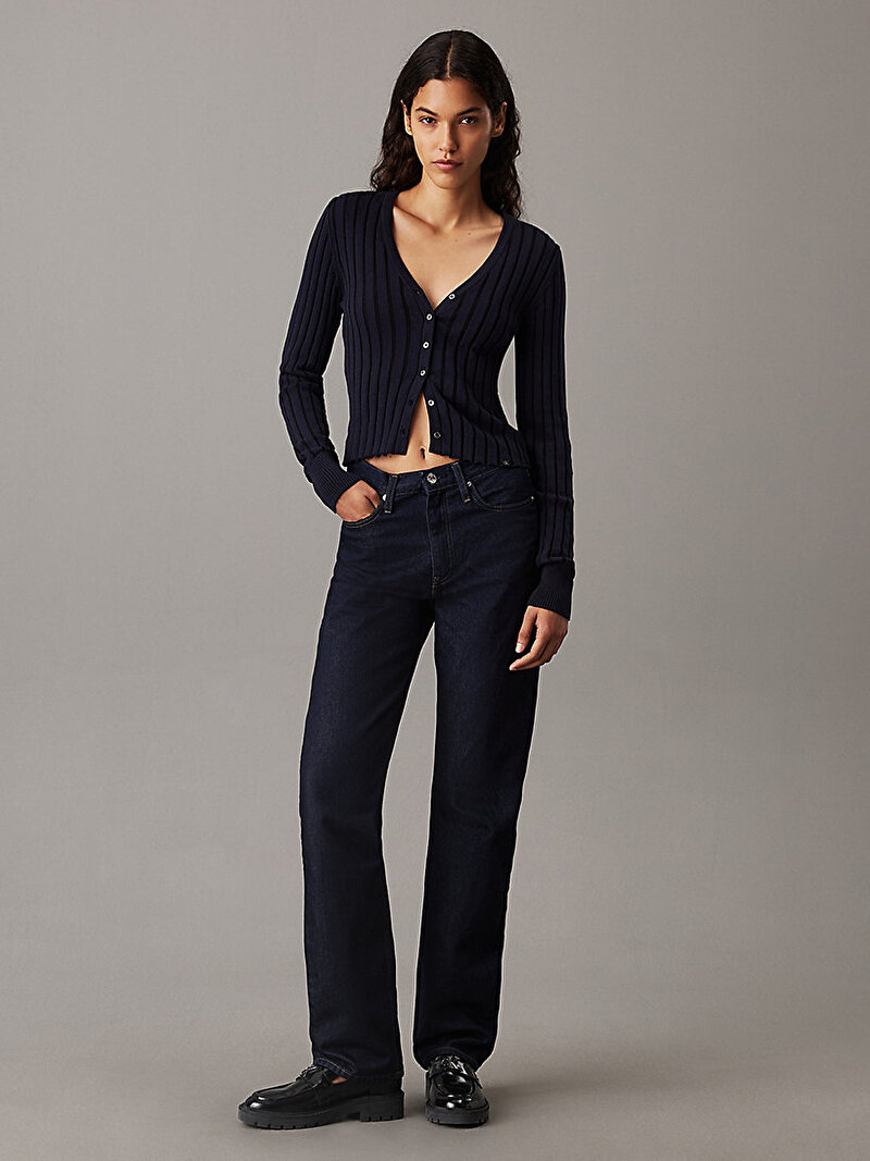 Calvin Klein Lacivert Renkli Kadın High Rise Straight Jean Pantolon