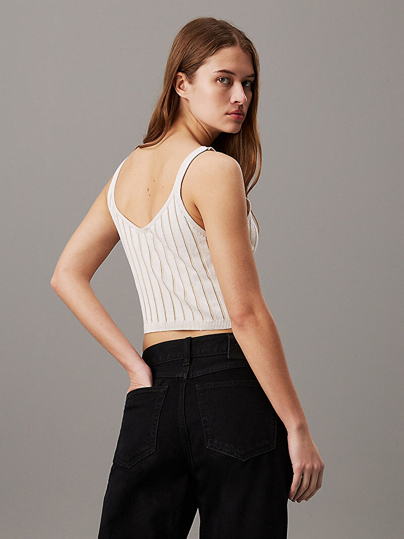 Calvin Klein Bej Renkli Kadın Plated Bralet Kazak