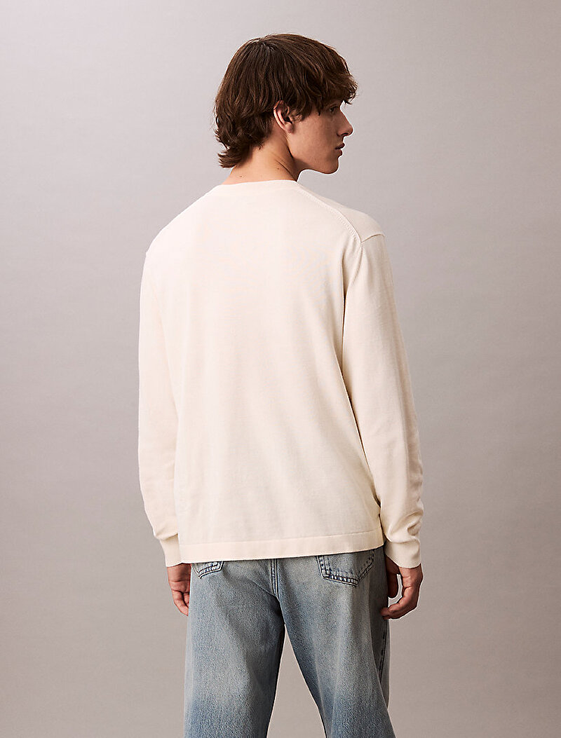 Calvin Klein Beyaz Renkli Erkek Coloblock Graphic Kazak