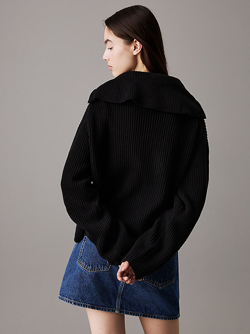 Calvin Klein Siyah Renkli Kadın Chunky Loose Kazak