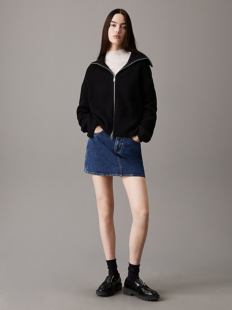 Calvin Klein Siyah Renkli Kadın Chunky Loose Kazak