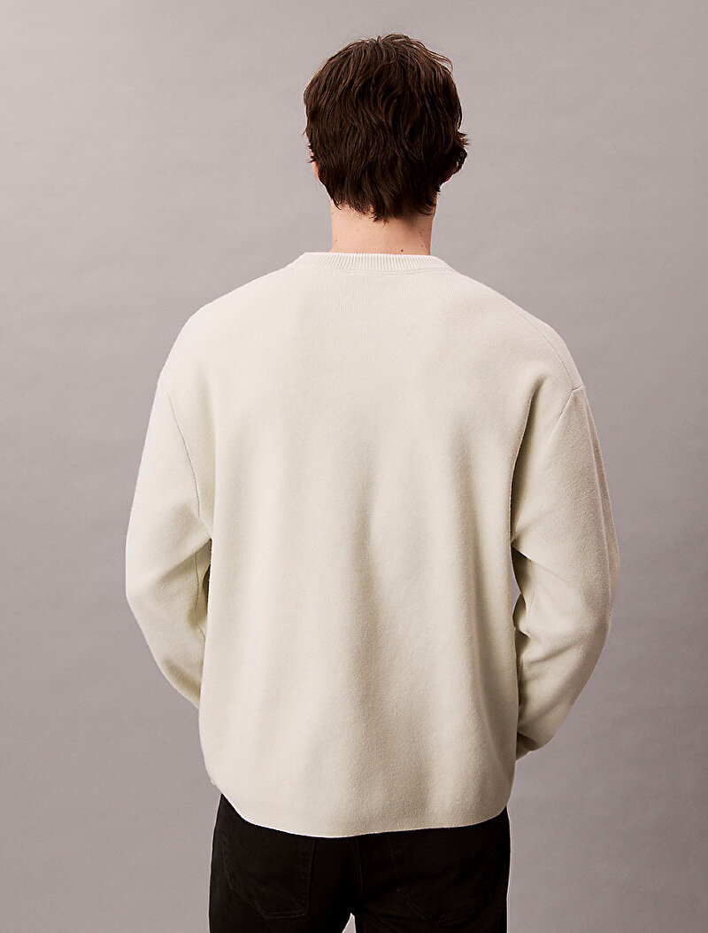 Calvin Klein Yeşil Renkli Erkek Embossed Logo Kazak