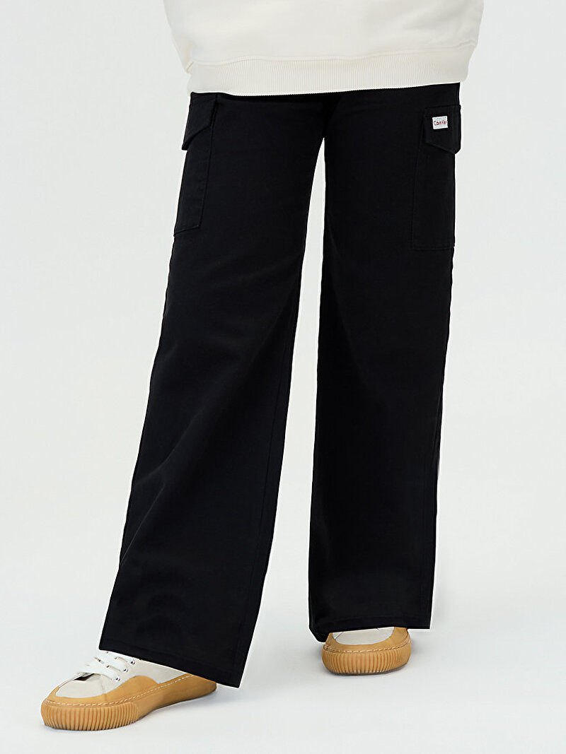 Calvin Klein Siyah Renkli Kız Çocuk Clean Utility Cargo Pantolon