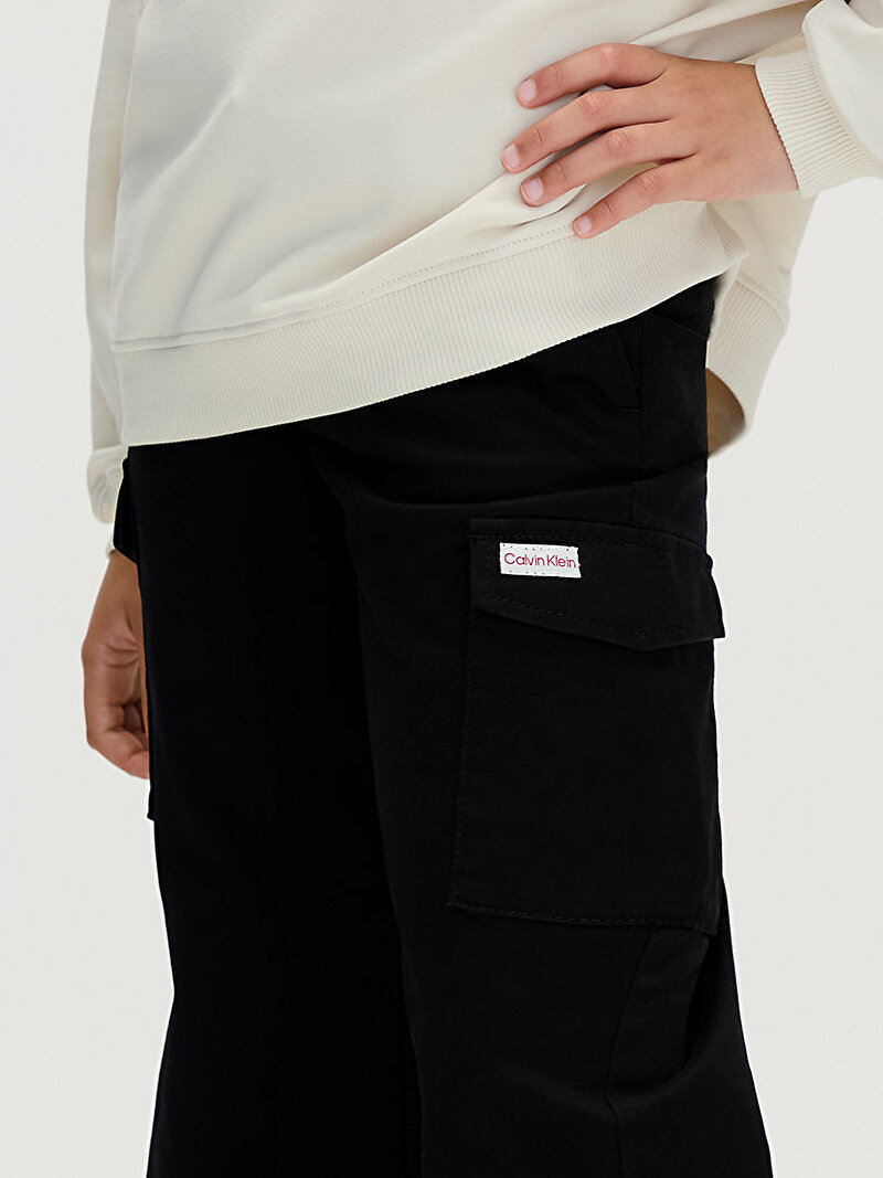 Calvin Klein Siyah Renkli Kız Çocuk Clean Utility Cargo Pantolon
