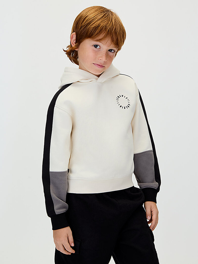 Calvin Klein Bej Renkli Erkek Çocuk Brushed Fleece Sweatshirt