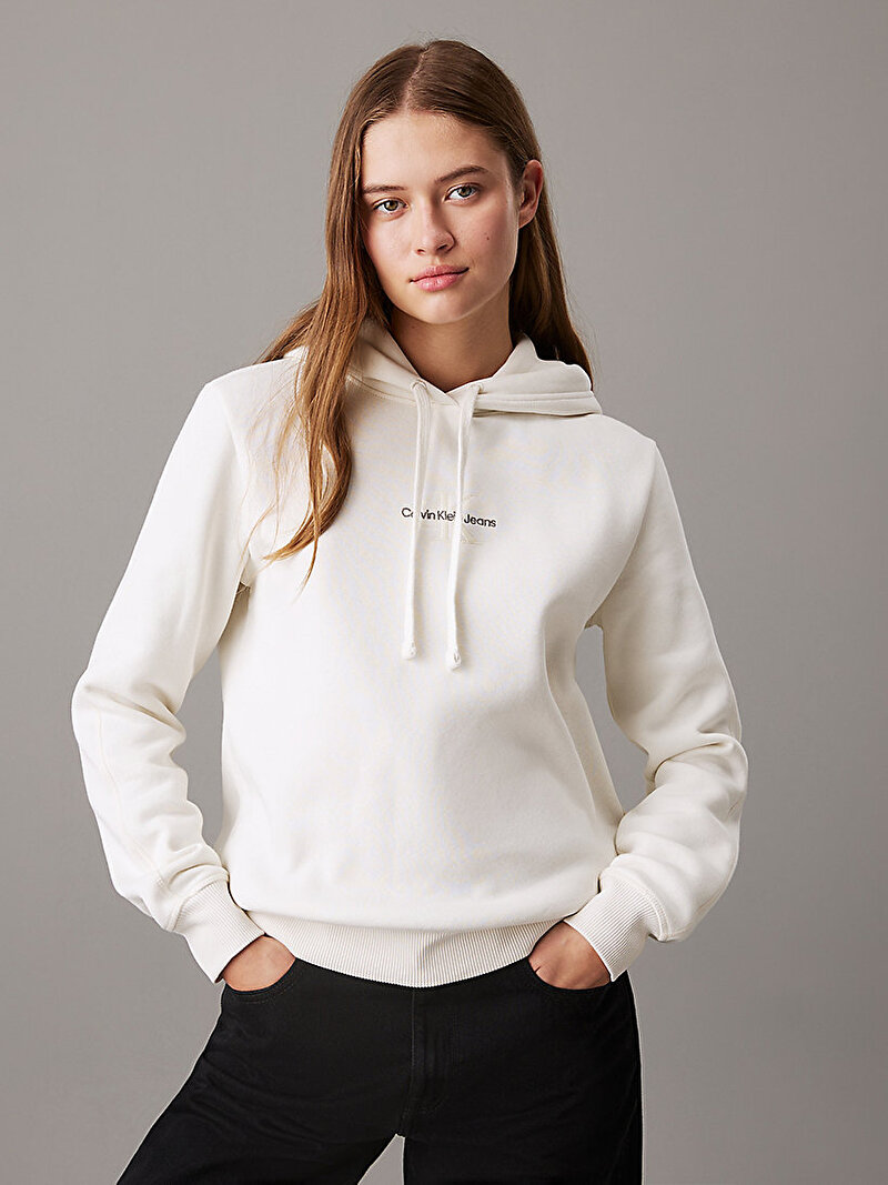 Calvin Klein Bej Renkli Kadın Monologo Regular Hoodie