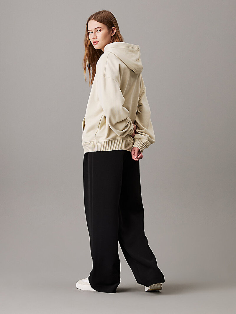 Calvin Klein Bej Renkli Kadın Woven Label Peached Sweatshirt