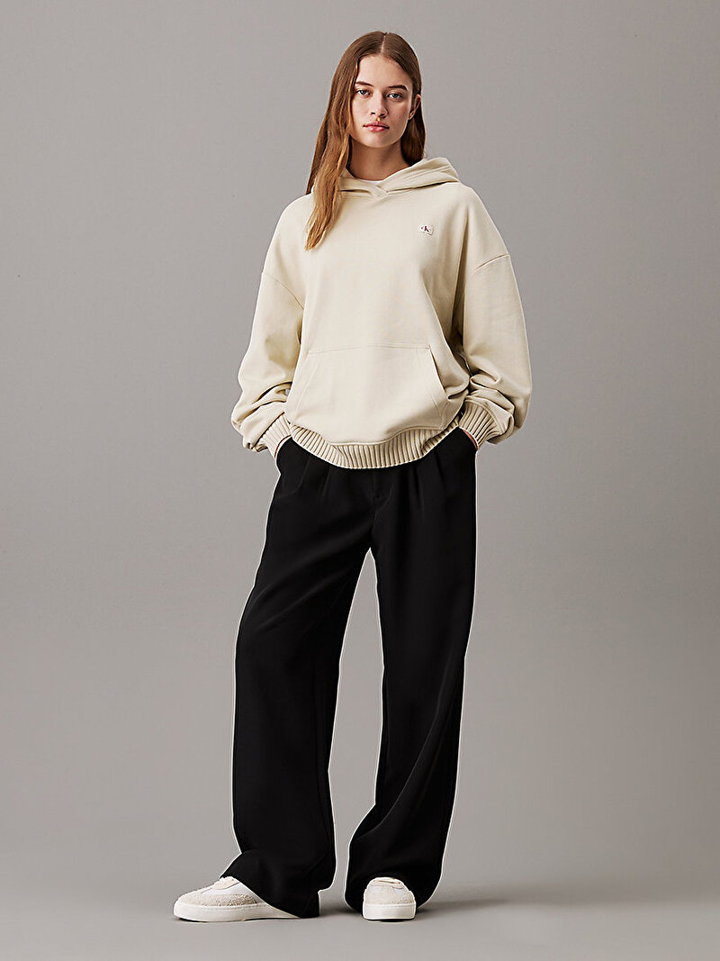 Calvin Klein Bej Renkli Kadın Woven Label Peached Sweatshirt