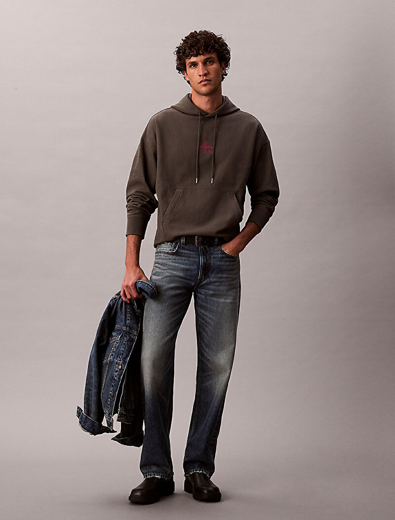 Calvin Klein Kahverengi Renkli Erkek Premium Terry Micro Sweatshirt