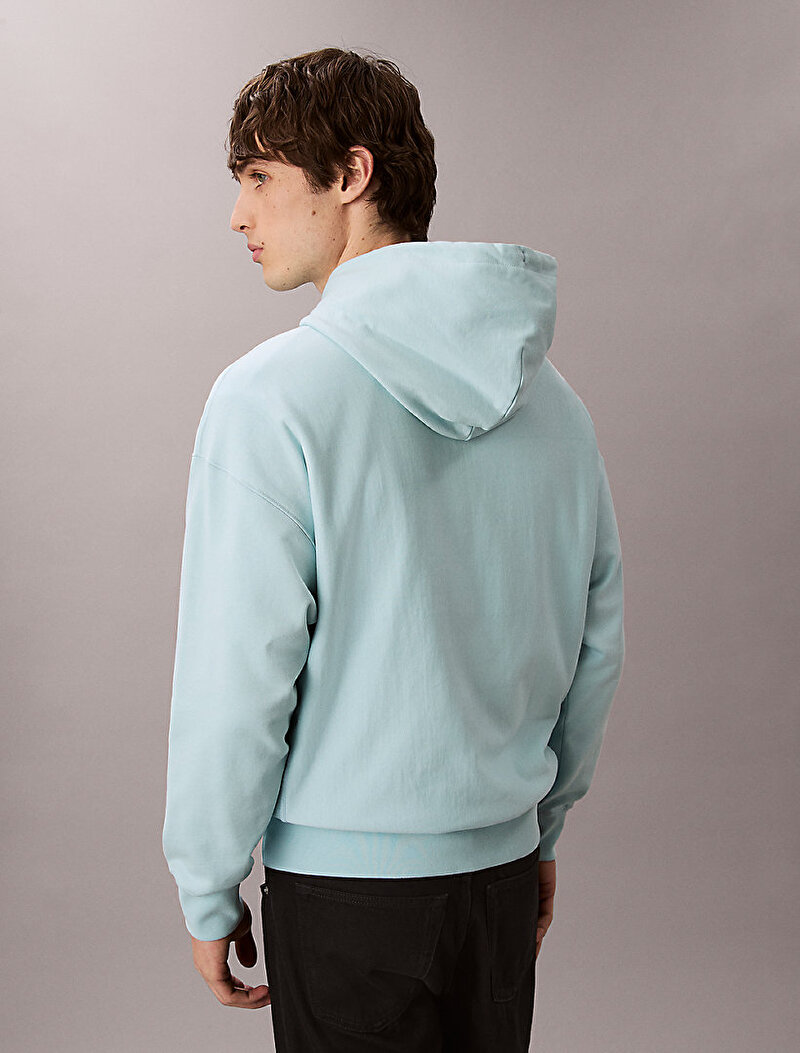 Calvin Klein Mavi Renkli Erkek Premium Terry Micro Sweatshirt