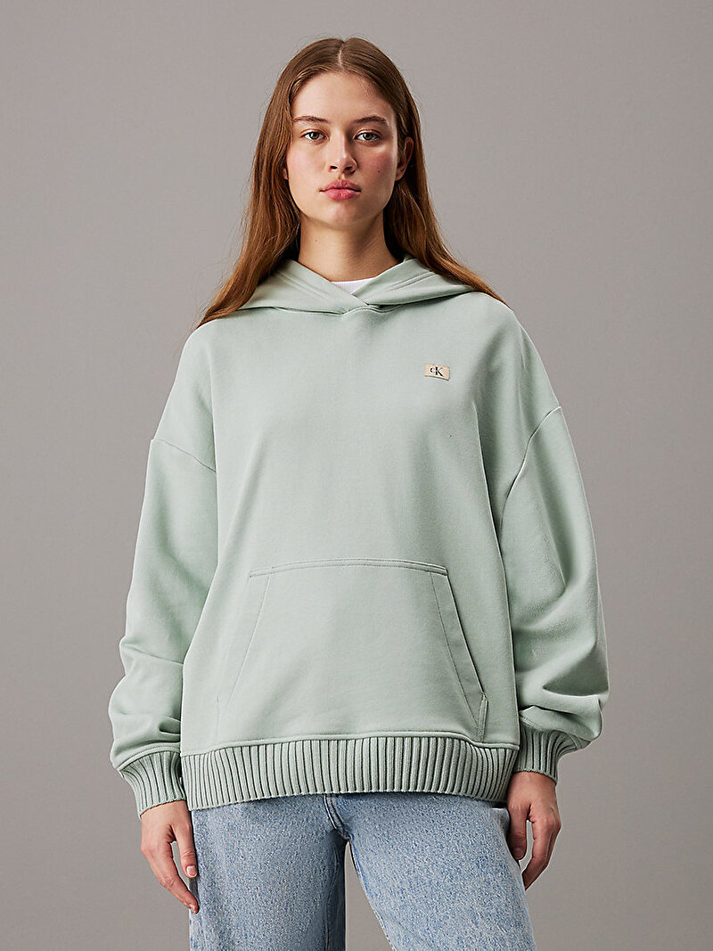 Kadın Woven Label Peached Sweatshirt