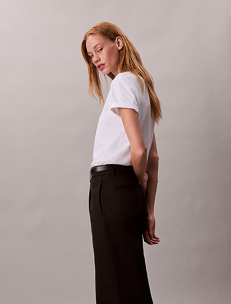 Calvin Klein Beyaz Renkli Kadın Classic Foil Mono T-shirt