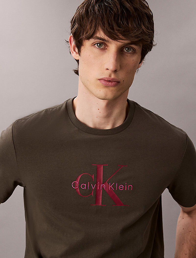 Calvin Klein Kahverengi Renkli Erkek Hero Monologo T-shirt