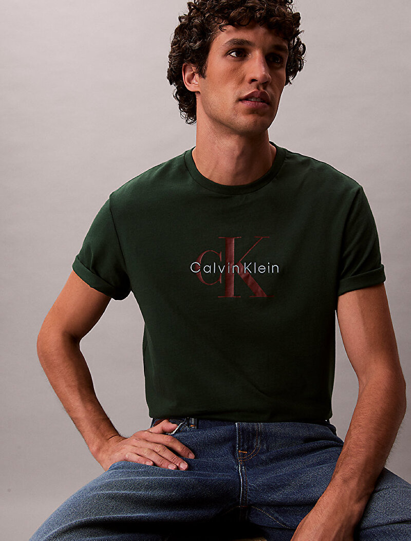 Calvin Klein Yeşil Renkli Erkek Hero Monologo T-shirt