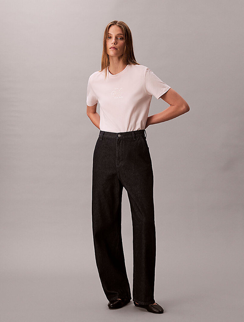 Calvin Klein Pembe Renkli Kadın Classic Foil Mono T-shirt