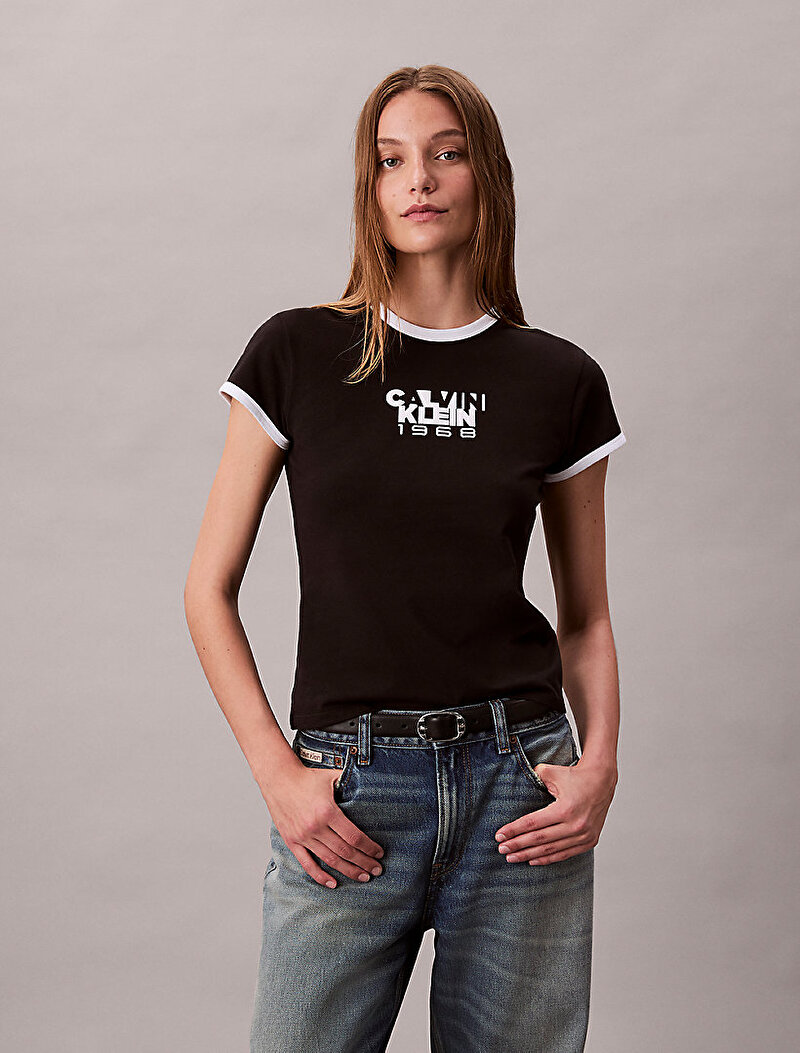 Calvin Klein Siyah Renkli Kadın 1968 Graphic Baby T-shirt