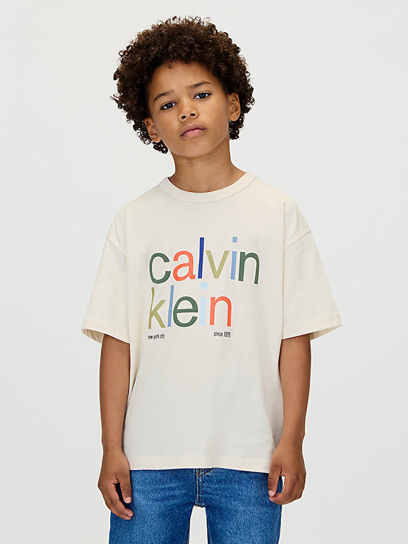Calvin Klein Bej Renkli Erkek Çocuk Color Logo Graphic T-shirt