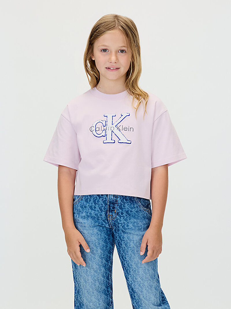Calvin Klein Mor Renkli Kız Çocuk Towling Monologo T-shirt