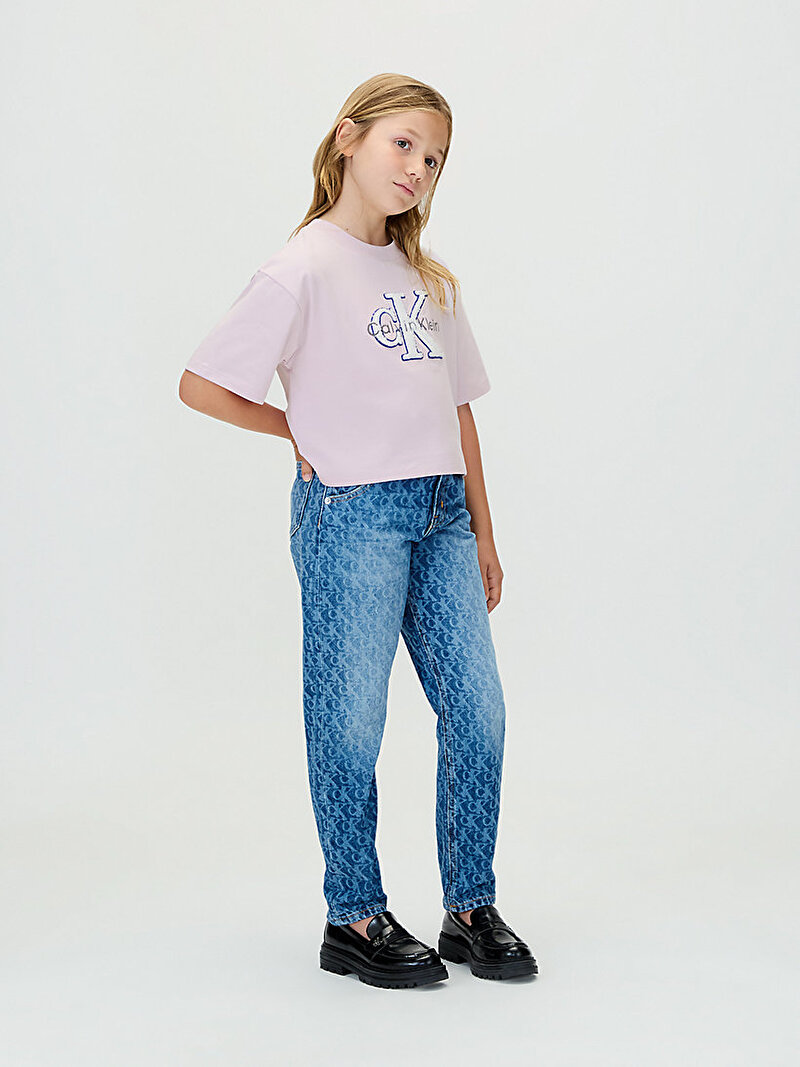 Calvin Klein Mor Renkli Kız Çocuk Towling Monologo T-shirt