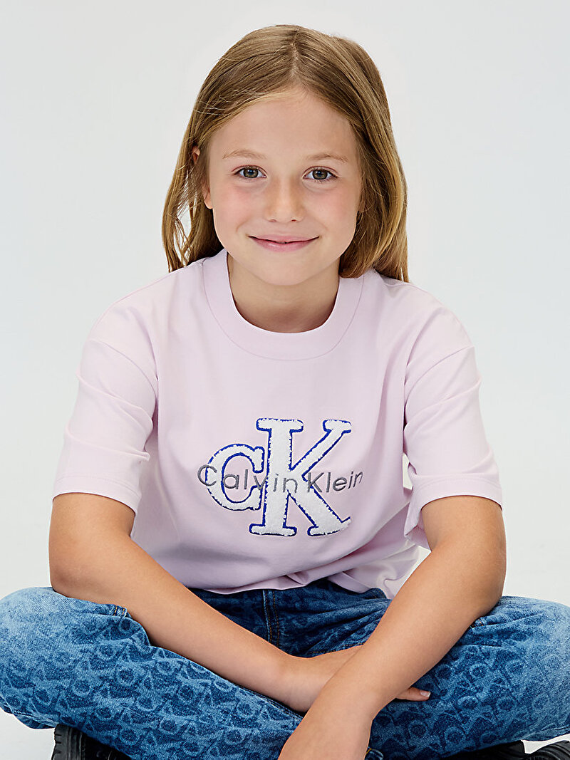 Calvin Klein Mor Renkli Kız Çocuk Towling Monologo T-shirt